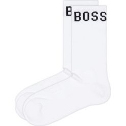 BOSS 2-pack Skarpetki Biały. Białe skarpetki męskie Boss, bez wzorów, z elastanu. Za 69,95 zł.