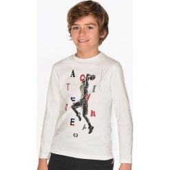 Mayoral - Longsleeve dziecięcy 128-172 cm. Niebieskie t-shirty chłopięce Mayoral, z nadrukiem, z bawełny, z długim rękawem. Za 64,90 zł.