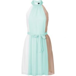 Sukienki: Sukienka z dekoltem halter bonprix biało-pastelowy miętowy – brunatny w paski