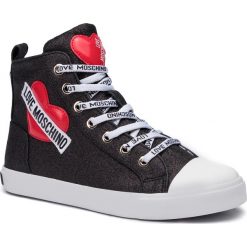 Trampki LOVE MOSCHINO - JA15023G18IL0000 Nero. Czarne półbuty damskie Love Moschino, z aplikacjami, z gumy, bez zapięcia. W wyprzedaży za 699,00 zł.