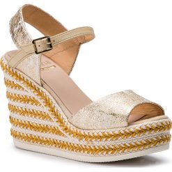 Espadryle KANNA - 19KV9102 Cometa Platino. Żółte espadryle damskie marki Kanna, bez wzorów, ze skóry, bez obcasa, na obcasie. Za 539,00 zł.