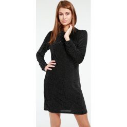 Sukienka - 42-340 NERO. Czarne sukienki damskie Unisono, na co dzień, s, bez wzorów, z elastanu, bez kołnierzyka, bez rękawów, długie, mini, proste. Za 59,00 zł.