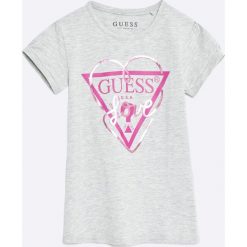 Guess Jeans - Top dziecięcy 118-175 cm. Szare topy damskie marki Guess Jeans, z nadrukiem, z elastanu, z okrągłym kołnierzem. Za 79,90 zł.