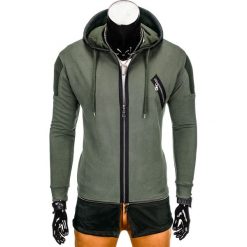 Bluzy męskie: BLUZA MĘSKA ROZPINANA Z KAPTUREM B756 – KHAKI
