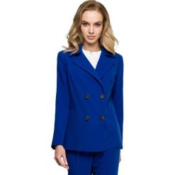 Żakiet dwurzędowy - chabrowy. Niebieskie żakiety damskie Style, s, bez wzorów, z elastanu. Za 219,00 zł.