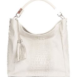 Torebki klasyczne damskie: Skórzana torebka w kolorze kremowym – 38 x 36 x 14 cm