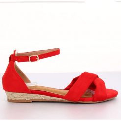 Sandałki espadryle czerwone 9R121 Red. Czerwone espadryle damskie ButyModne, bez wzorów, bez obcasa. W wyprzedaży za 69,00 zł.