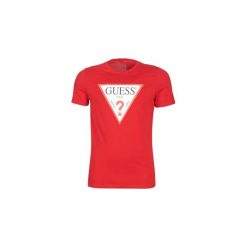 T-shirty z krótkim rękawem Guess ORIGINAL. Czerwone t-shirty męskie marki Guess, s, z aplikacjami, bez kołnierzyka, krótkie. Za 129,00 zł.