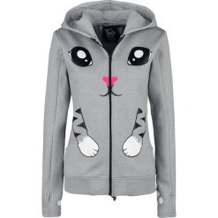 Innocent Kitty Paw Hood Bluza z kapturem rozpinana damska szary. Szare bluzy rozpinane damskie Innocent, s, z aplikacjami, z materiału, z kapturem. Za 224,90 zł.