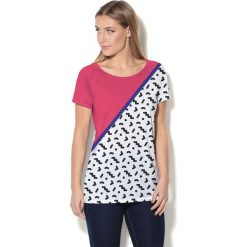 Colour Pleasure Koszulka damska CP-034 25 różowo-biało-czarna r. XXXL-XXXXL. Białe bluzki damskie marki Colour pleasure. Za 70,35 zł.