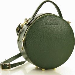 PAOLA Torebka skórzana round bag MARCO MAZZINI zielona. Zielone kuferki damskie MAZZINI, w geometryczne wzory, ze skóry. Za 229,00 zł.