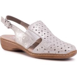 Sandały RIEKER - 41392-90 Silver/Platinum. Szare klapki damskie Rieker, bez wzorów, ze skóry, bez obcasa. Za 249,00 zł.