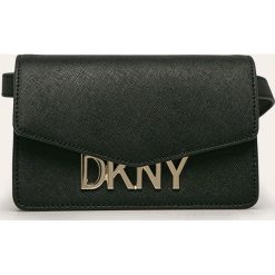Dkny - Nerka skórzana. Czarne nerki damskie DKNY, w paski, ze skóry, małe, z aplikacjami. Za 729,90 zł.