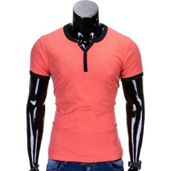 T-SHIRT MĘSKI BEZ NADRUKU S651 - KORALOWY. Pomarańczowe t-shirty męskie z nadrukiem Ombre Clothing, m. Za 29,00 zł.
