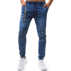 Spodnie męskie: Joggery męskie denim look niebieskie (ux1241)