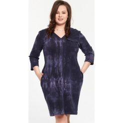 Granatowa sukienka Teresa ombre XXL. Sukienki damskie Moda Size Plus Iwanek, na co dzień, na jesień, s, bez wzorów, z elastanu, bez kołnierzyka, z długim rękawem, długie, proste. Za 129,90 zł.