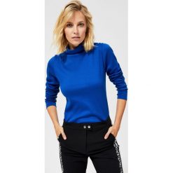 Bluzka typu golf. Fioletowe bluzki damskie Moodo, s, bez wzorów, z golfem, bez rękawów. Za 19,99 zł.