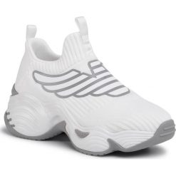 Sneakersy EMPORIO ARMANI - X3X092 XM079 N627 White/Griffin. Białe półbuty damskie Emporio Armani, z tworzywa sztucznego. W wyprzedaży za 999,00 zł.