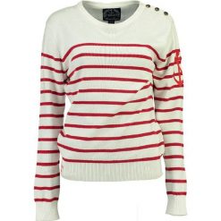 Sweter "Figue" w kolorze kremowo-czerwonym. Czerwone bez kategorii marki Geographical Norway Women & Kids, l, z bawełny, z okrągłym kołnierzem. W wyprzedaży za 108,95 zł.