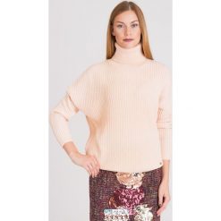 GOLF ELISABETTA FRANCHI. Różowe swetry damskie Elisabetta Franchi, z aplikacjami, bez rękawów, długie, bez kaptura. Za 549,50 zł.
