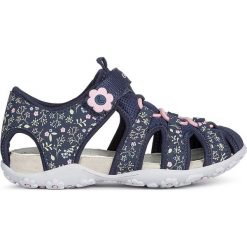 Geox - Sandały dziecięce. Niebieskie sandały dziewczęce Geox, z gumy, bez zapięcia. Za 259,90 zł.