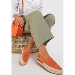 Pomarańczowe Espadryle Hygana. Pomarańczowe espadryle damskie Renee, bez wzorów, bez obcasa. Za 109,99 zł.