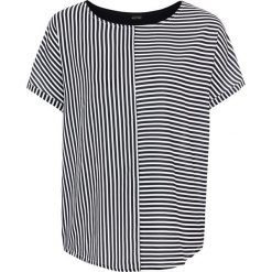 Shirt w paski bonprix czarno-biały w paski. Czarne koszulki damskie marki bonprix, w paski, bez kołnierzyka, bez rękawów. Za 54,99 zł.