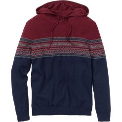 Sweter z kapturem Regular Fit bonprix czerwony klonowy - szary melanż - ciemnoniebieski. Czerwone swetry klasyczne męskie marki bonprix, s, melanż, z kapturem. Za 54,99 zł.