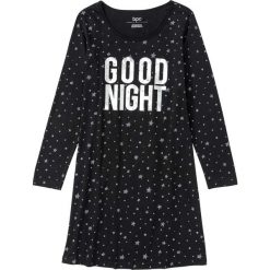 Koszula nocna bonprix czarno-srebrny z nadrukiem. Czarne koszule nocne damskie bonprix, na co dzień, z nadrukiem, z okrągłym kołnierzem, z długim rękawem. Za 44,99 zł.