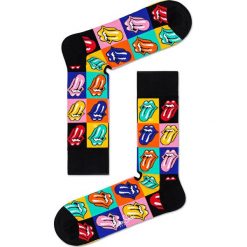 Happy Socks - Skarpetki Rolling Stones. Czarne skarpetki damskie Happy Socks, bez wzorów. W wyprzedaży za 47,90 zł.