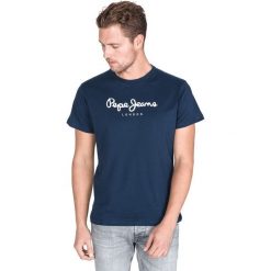 Pepe Jeans Eggo Koszulka Niebieski. Niebieskie podkoszulki męskie Pepe Jeans, s, z nadrukiem, z bawełny, bez kołnierzyka, z krótkim rękawem, krótkie. Za 145,95 zł.