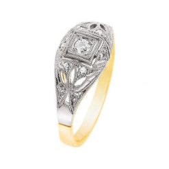 Złoty Pierścionek - złoto 585, Brylant 0,16ct. Żółte pierścionki damskie W.KRUK, z brylantem, złote. Za 3990,00 zł.