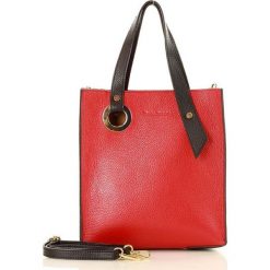 MARCO MAZZINI Designerska torebka skórzana shopper bag czerwony z czarnym. Czerwone torby damskie na zakupy MAZZINI, w paski, ze skóry, sportowe, bez dodatków. Za 279,00 zł.