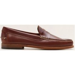 Mango Man - Mokasyny. Brązowe mokasyny męskie marki Mango Man, ze skóry, z okrągłym noskiem. Za 299,90 zł.