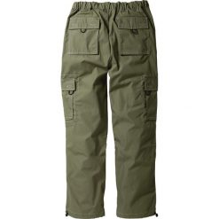 Spodnie bojówki Loose Fit Straight bonprix oliwkowy. Zielone bojówki męskie bonprix, w paski. Za 79,99 zł.