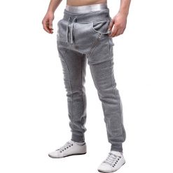 Spodnie męskie dresowe P184 - szare. Szare spodnie męskie Ombre Clothing, s, z aplikacjami, z bawełny, sportowe. Za 29,00 zł.