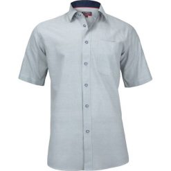 Casualowa Koszula Męska z Krótkim Rękawem, PROSTY KRÓJ, Jednokolorowa, Szara KSKWJRL0030. Szare koszule męskie Jurel, m, bez wzorów, z bawełny, eleganckie, bez kołnierzyka, z krótkim rękawem. Za 99,00 zł.