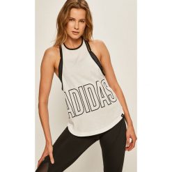 Adidas Performance - Top. Białe topy damskie adidas Performance, s, z nadrukiem, z bawełny, bez rękawów. Za 129,90 zł.