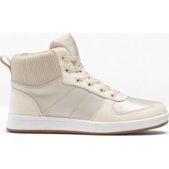 Wysokie sneakersy bonprix kremowy. Białe buty sportowe damskie bonprix, z dzianiny. Za 99,99 zł.
