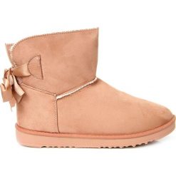 Buty zimowe damskie: Śniegowce damskie mukluki z kokardą różowe