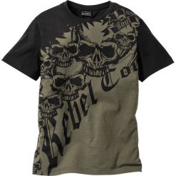 T-shirty męskie: T-shirt Slim Fit bonprix ciemnooliwkowo-czarny