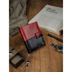 Portfel męski skórzany RFID Rovicky D1072L-VT2 - czarny / czerwony. Czerwone portfele męskie ROVICKY, bez wzorów. Za 64,99 zł.