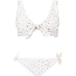 Bikini (2 części) bonprix kremowo-złoty w kropki. Brązowe stroje kąpielowe damskie bonprix, w paski. Za 42,99 zł.