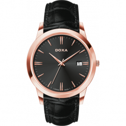 PROMOCJA ZEGAREK DOXA Slim Line II 106.90.121.01. Czarne zegarki męskie marki DOXA, ze stali. W wyprzedaży za 1060,00 zł.