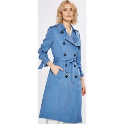 Tommy Hilfiger - Płaszcz. Niebieskie płaszcze damskie marki TOMMY HILFIGER, l, w paski, z poliesteru. W wyprzedaży za 899,90 zł.
