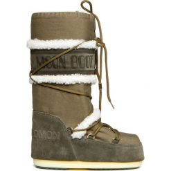Buty MOON BOOT x YVES SALOMON Zielony. Zielone śniegowce damskie marki Moon Boot, na imprezę, ze skóry, bez zapięcia. W wyprzedaży za 1512,00 zł.