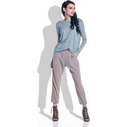 Bluzka F357 zielony. Zielone bluzki damskie Tagless, s, bez wzorów, z wiskozy, z asymetrycznym kołnierzem, bez rękawów. Za 76,00 zł.