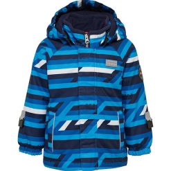 Kurtka zimowa "Julian 713" w kolorze niebiesko-białym. Niebieskie kurtki niemowlęce Legowear, w paski, bez kaptura. W wyprzedaży za 219,95 zł.