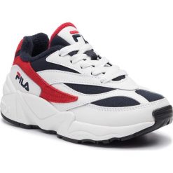 Sneakersy FILA - V94M Jr 1010780.01M White/Fila Navy/Fila Red. Białe półbuty dziewczęce Fila, na sznurówki. W wyprzedaży za 269,00 zł.