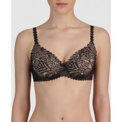 Biustonosz pełny, Body Touch Dentelle. Czarne body i gorsety DIM, z haftami, z elastanu. Za 167,96 zł.